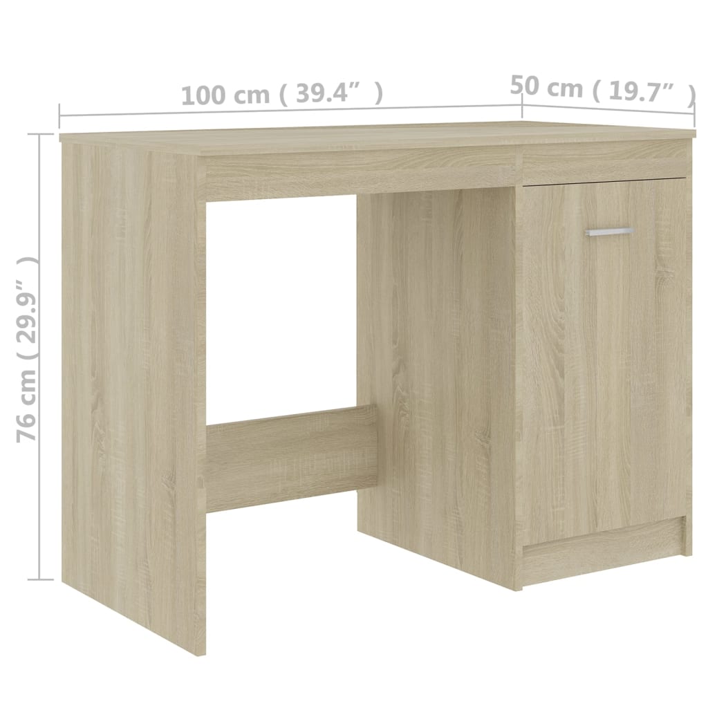 Bureau 100X50X76 Cm Bewerkt Hout Kleurig Sonoma eiken