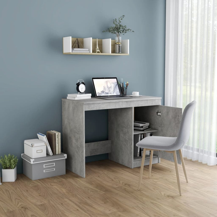 Bureau 100X50X76 Cm Bewerkt Hout Betongrijs