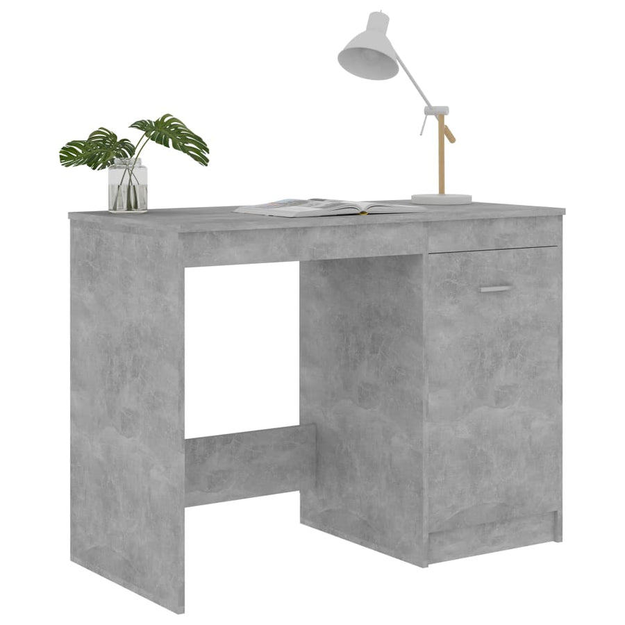 Bureau 100X50X76 Cm Bewerkt Hout Betongrijs