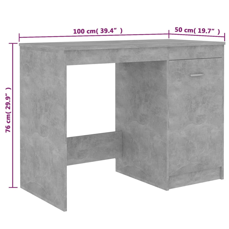 Bureau 100X50X76 Cm Bewerkt Hout Betongrijs