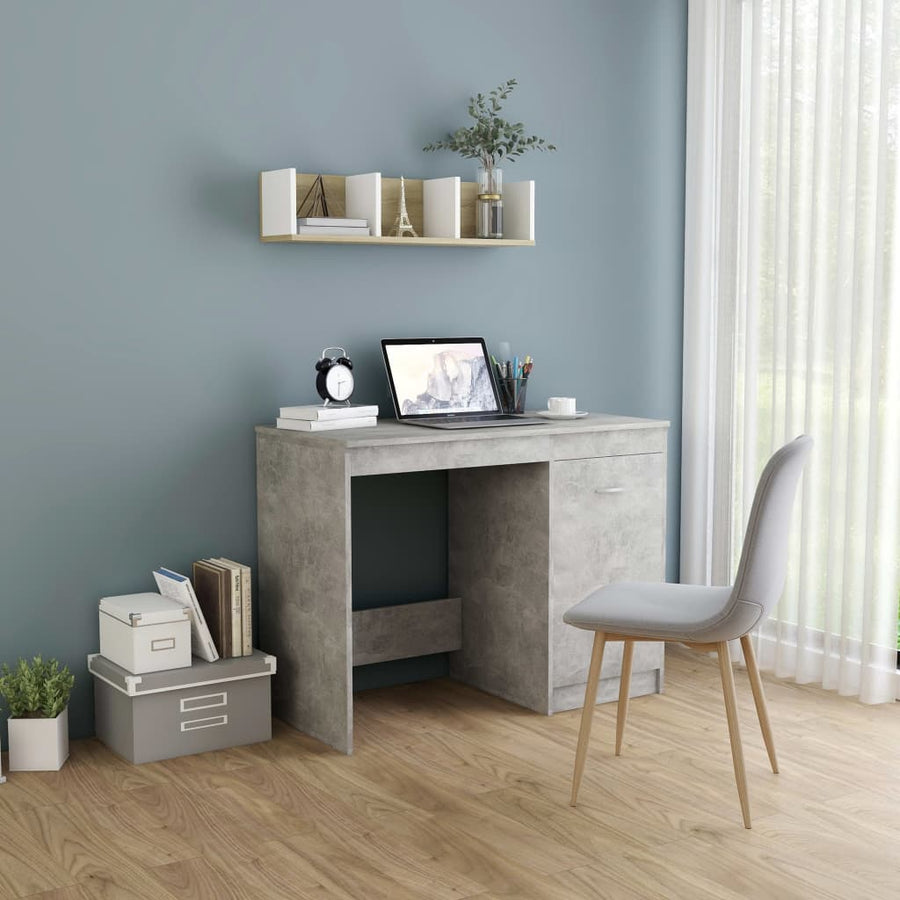 Bureau 100X50X76 Cm Bewerkt Hout Betongrijs