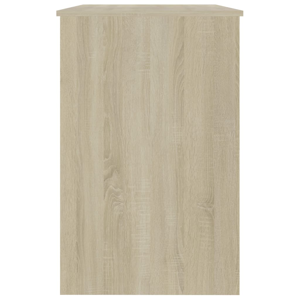 Bureau 100X50X76 Cm Bewerkt Hout Kleurig Wit en sonoma eiken
