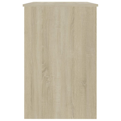 Bureau 100X50X76 Cm Bewerkt Hout Kleurig Wit en sonoma eiken
