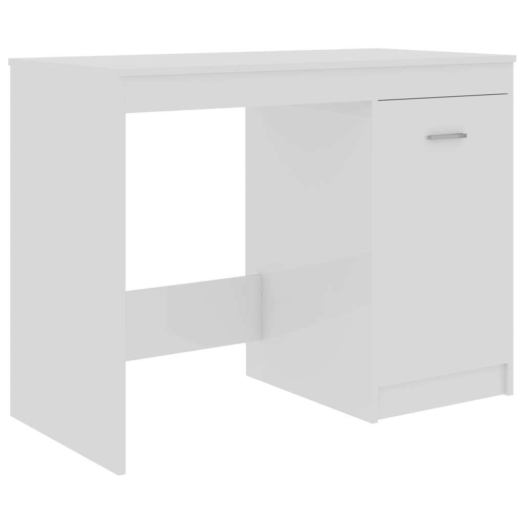 Bureau 100X50X76 Cm Bewerkt Hout Hoogglans wit