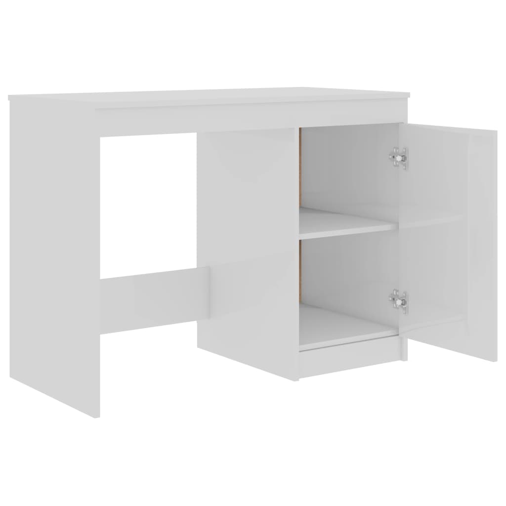 Bureau 100X50X76 Cm Bewerkt Hout Hoogglans wit