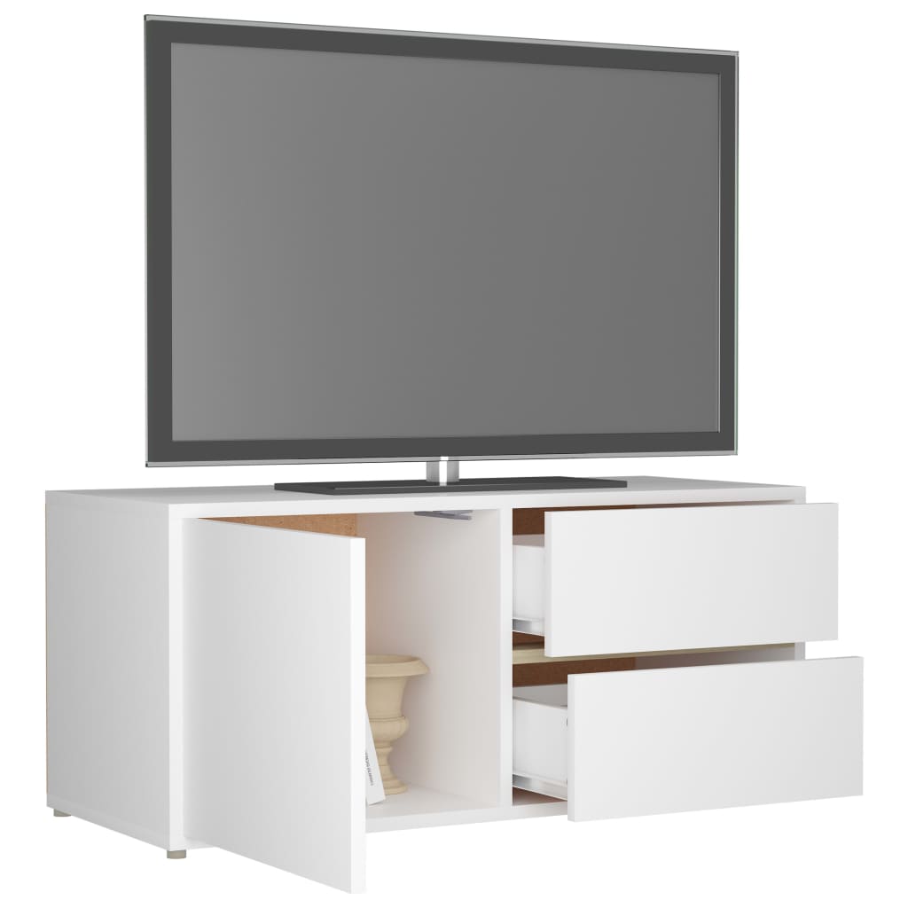 Tv-Meubel 80X34X36 Cm Bewerkt Hout Wit