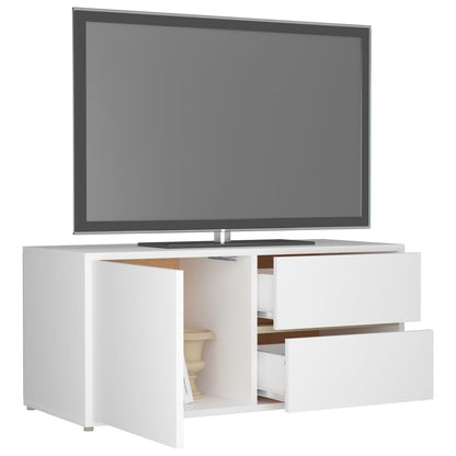Tv-Meubel 80X34X36 Cm Bewerkt Hout Wit