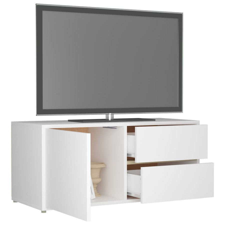 Tv-Meubel 80X34X36 Cm Bewerkt Hout Wit