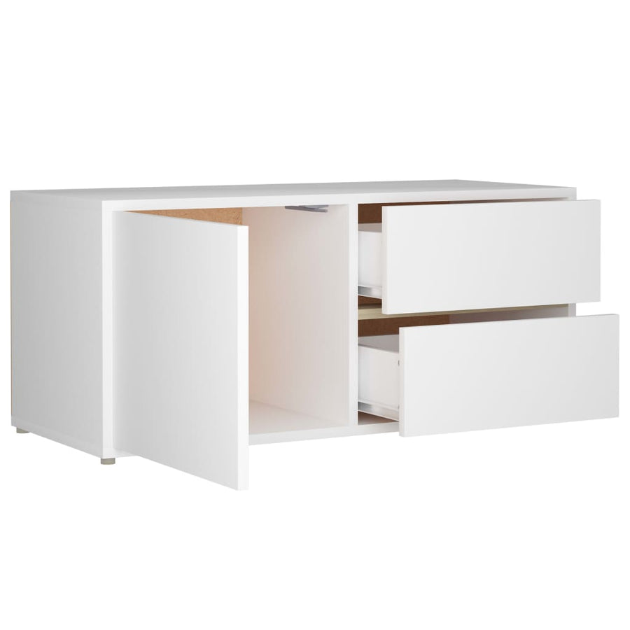 Tv-Meubel 80X34X36 Cm Bewerkt Hout Wit
