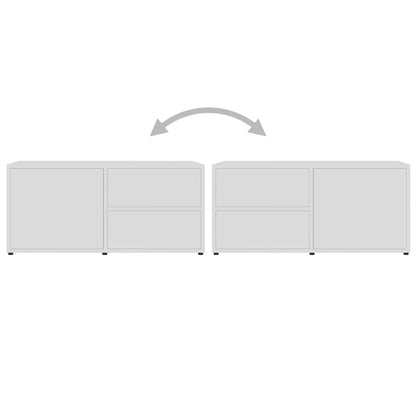 Tv-Meubel 80X34X36 Cm Bewerkt Hout Wit
