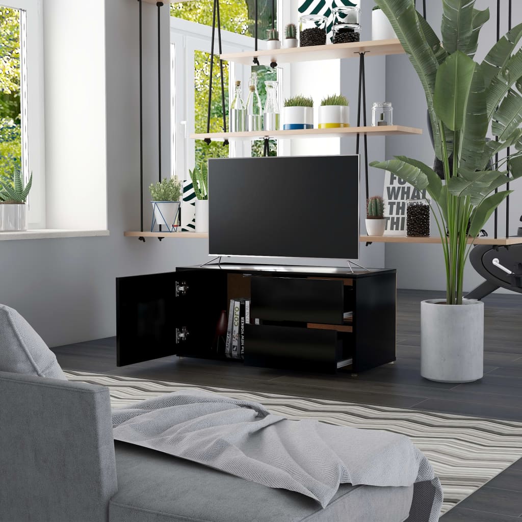 Tv-Meubel 80X34X36 Cm Spaanplaat Zwart