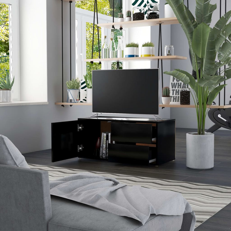 Tv-Meubel 80X34X36 Cm Spaanplaat Zwart