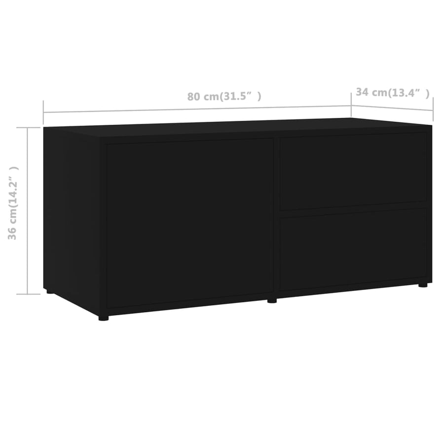 Tv-Meubel 80X34X36 Cm Spaanplaat Zwart