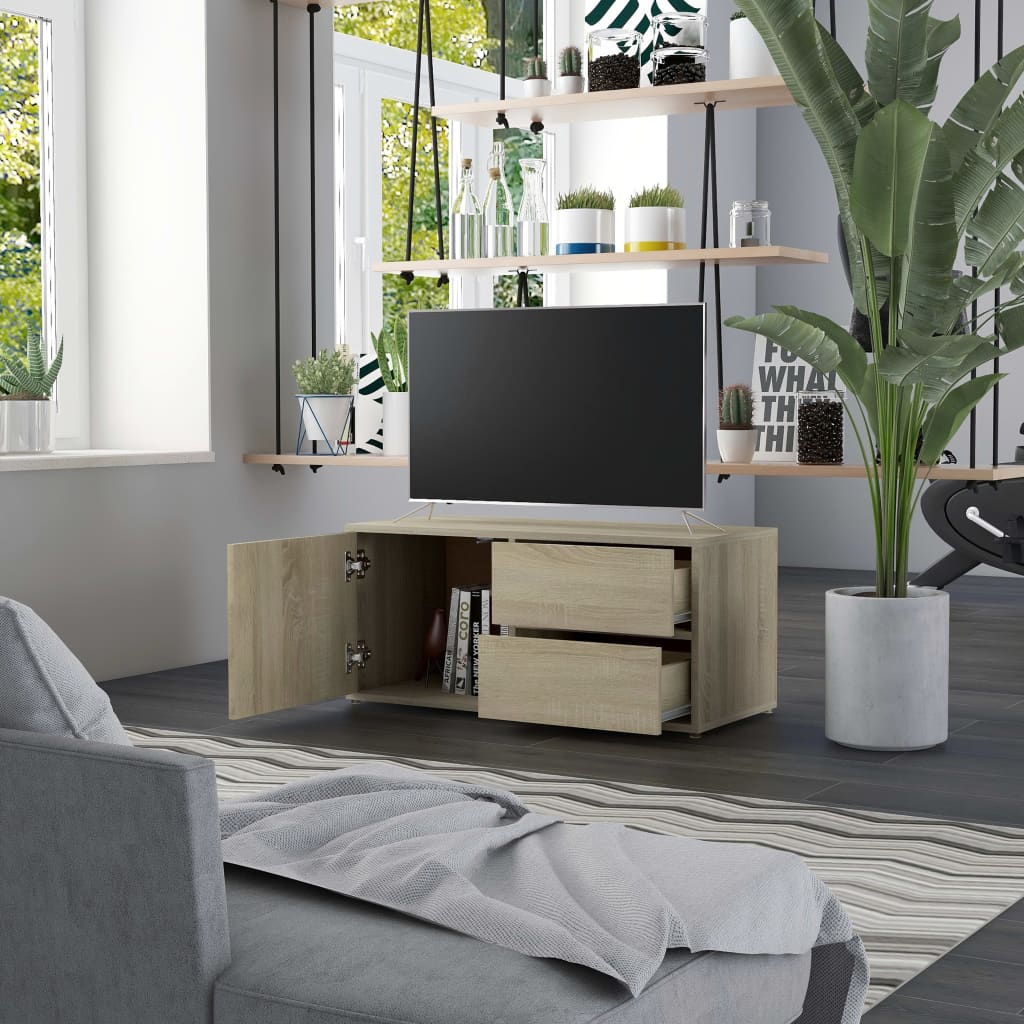 Tv-Meubel 80X34X36 Cm Spaanplaat Kleurig Sonoma eiken