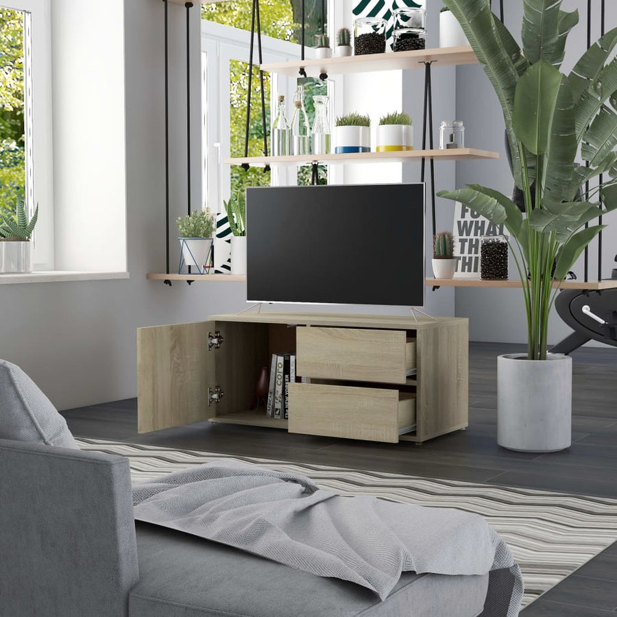 Tv-Meubel 80X34X36 Cm Spaanplaat Kleurig Sonoma eiken