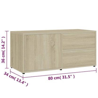 Tv-Meubel 80X34X36 Cm Spaanplaat Kleurig Sonoma eiken