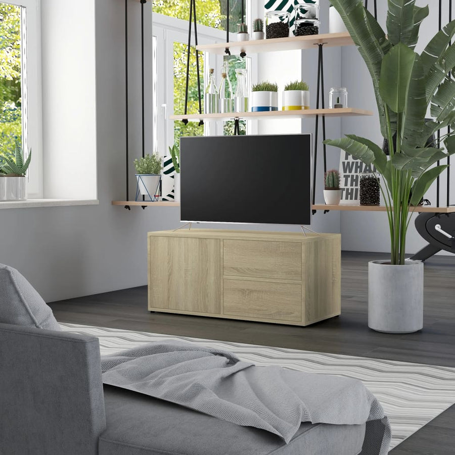 Tv-Meubel 80X34X36 Cm Spaanplaat Kleurig Sonoma eiken