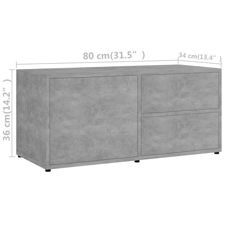 Tv-Meubel 80X34X36 Cm Spaanplaat Betongrijs