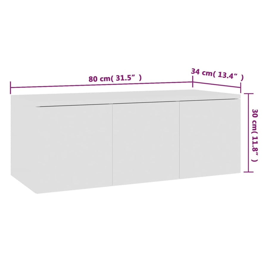 Tv-meubel 80x34x30 cm spaanplaat wit Wit
