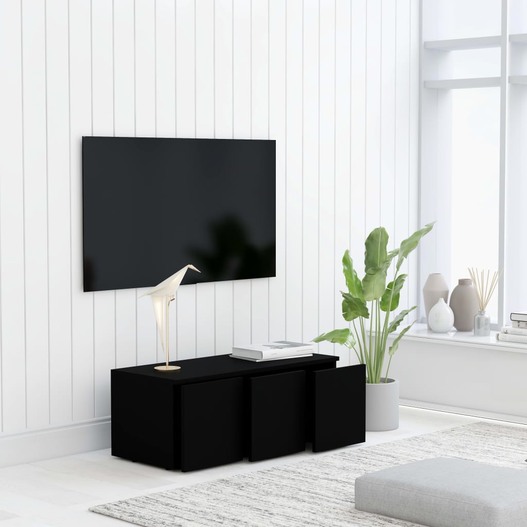 Tv-meubel 80x34x30 cm spaanplaat zwart Zwart