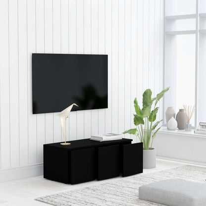 Tv-meubel 80x34x30 cm spaanplaat zwart Zwart