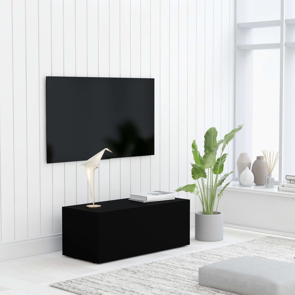 Tv-meubel 80x34x30 cm spaanplaat zwart Zwart
