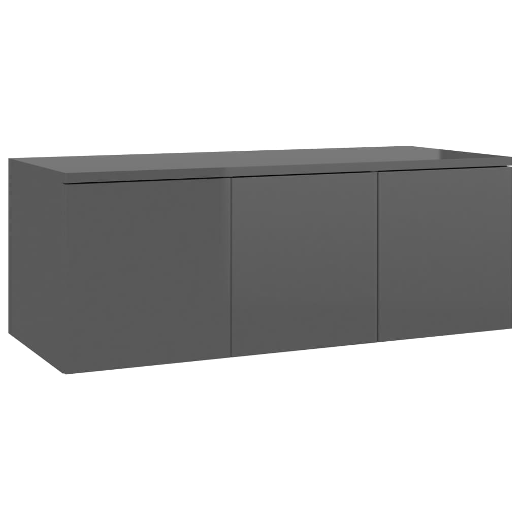 Tv-meubel 80x34x30 cm bewerkt hout hoogglans grijs