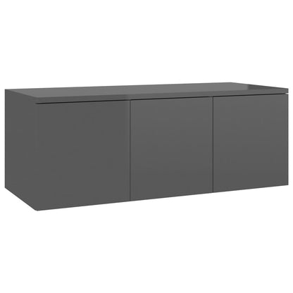 Tv-meubel 80x34x30 cm bewerkt hout hoogglans grijs