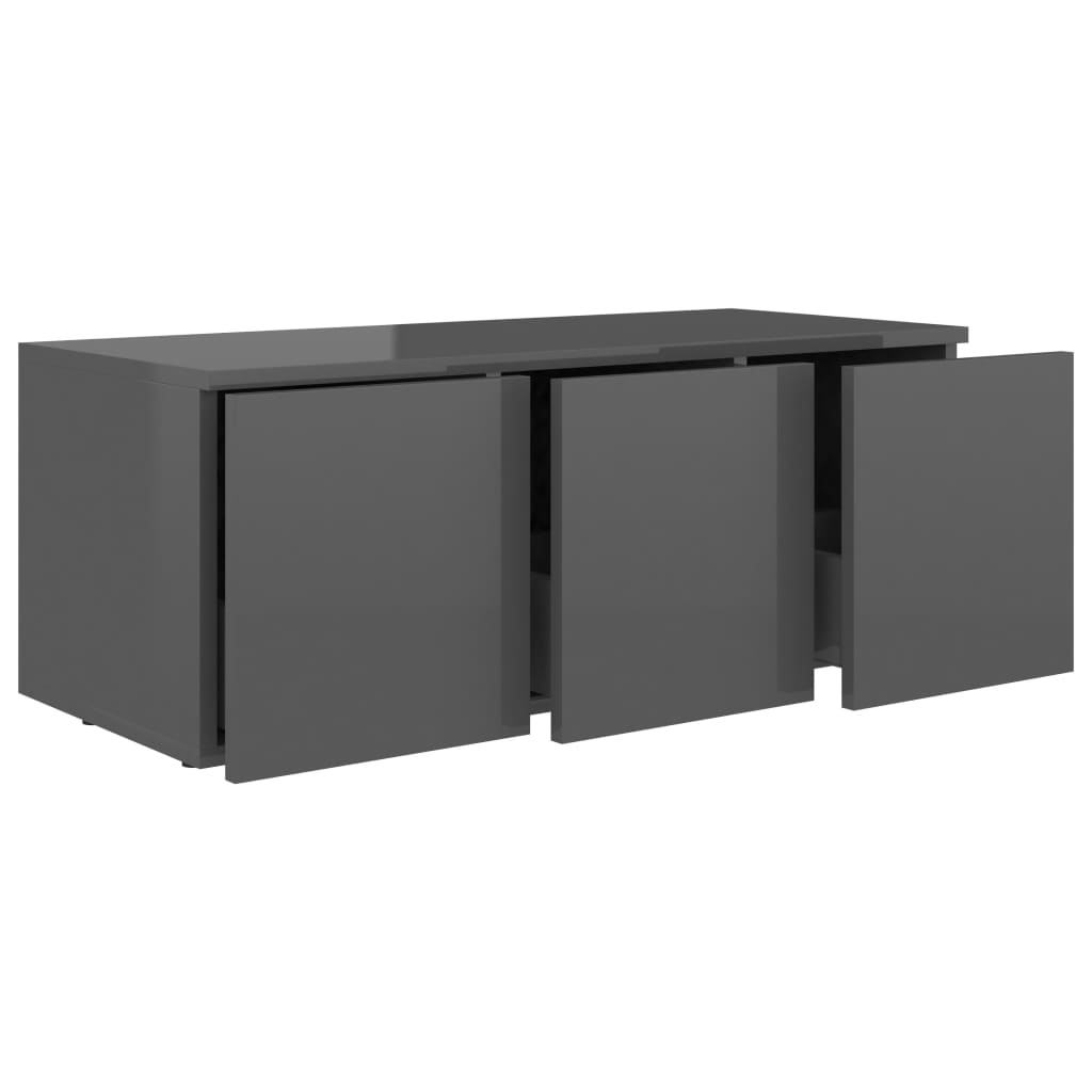 Tv-meubel 80x34x30 cm bewerkt hout hoogglans grijs