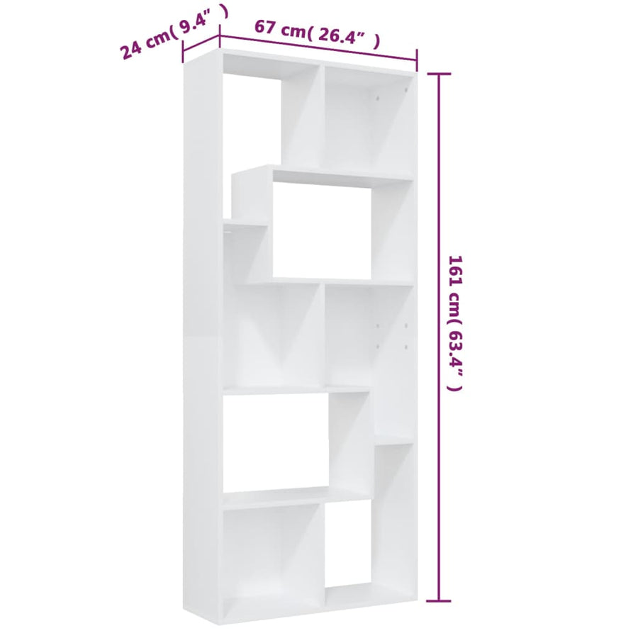Boekenkast 67X24X6 Cm Bewerkt Hout Wit