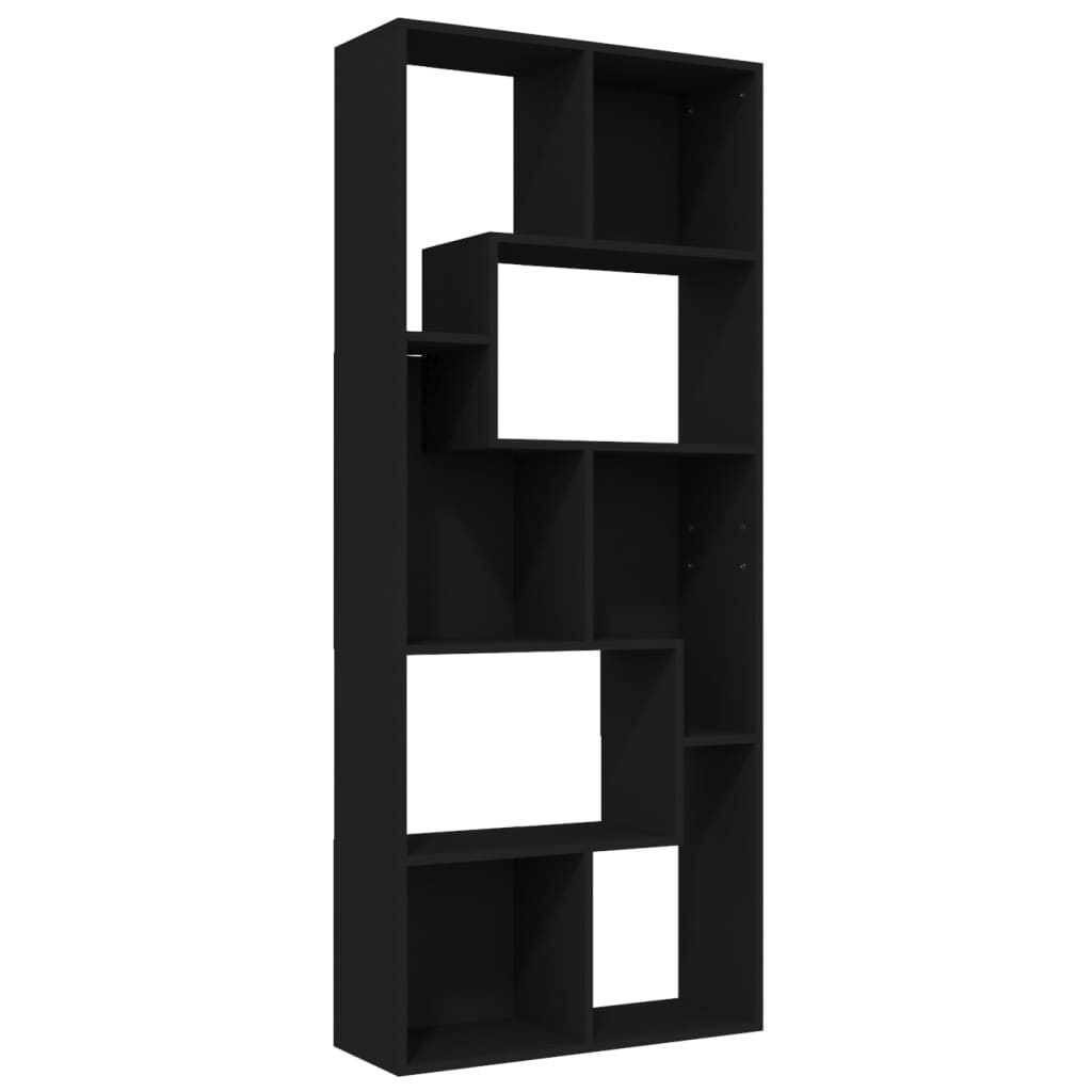 Boekenkast 67x24x161 cm bewerkt hout zwart