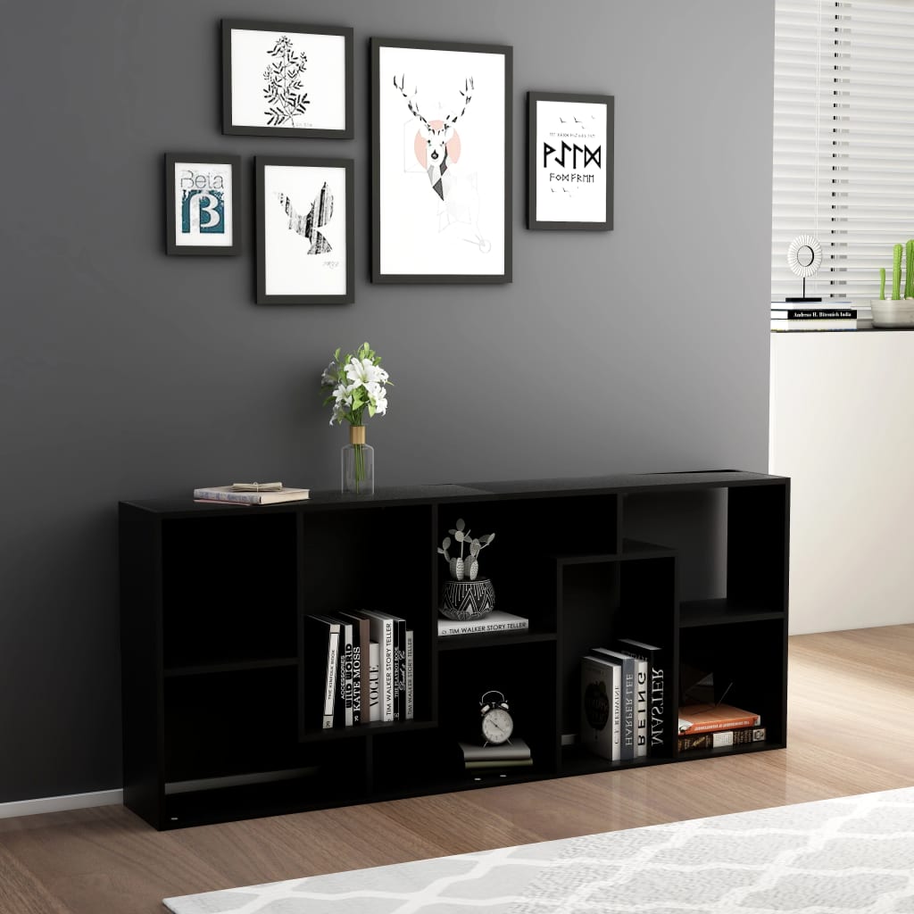 Boekenkast 67x24x161 cm bewerkt hout zwart