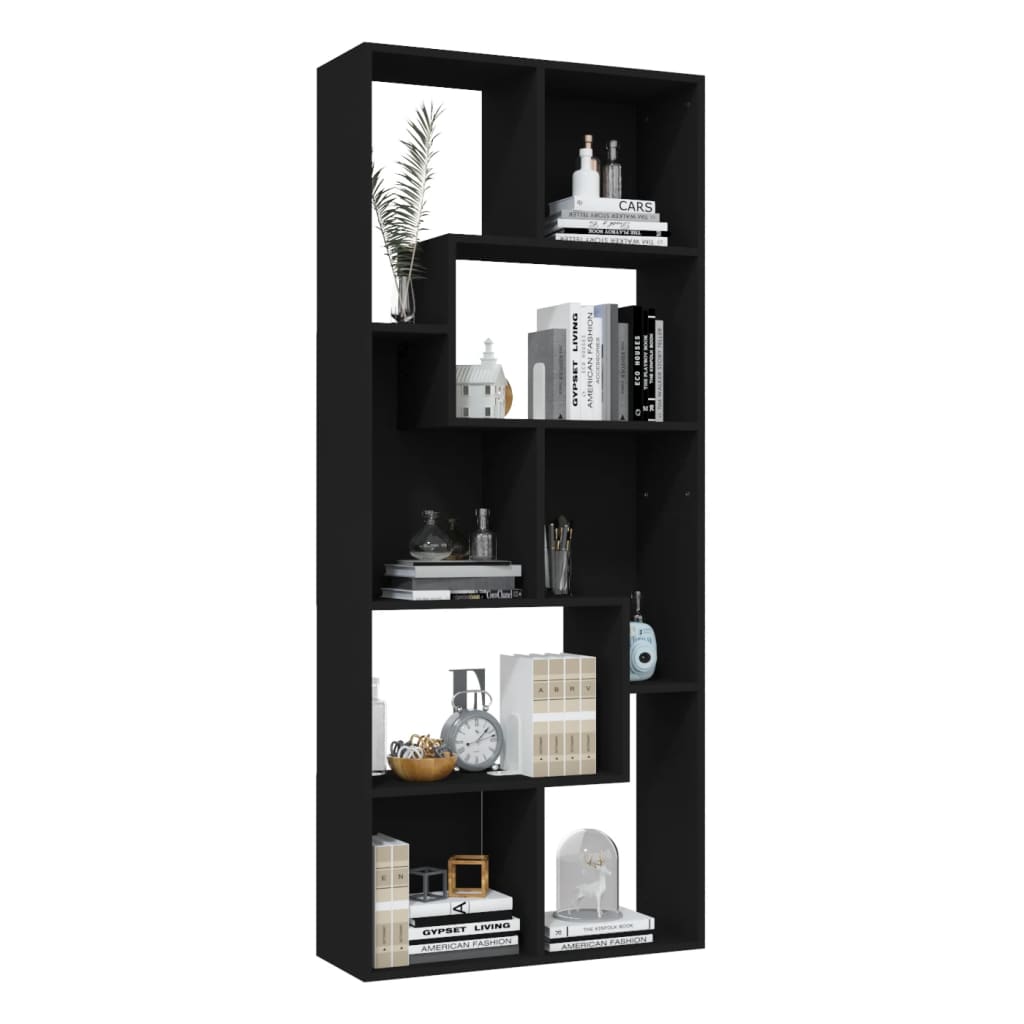 Boekenkast 67x24x161 cm bewerkt hout zwart