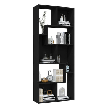 Boekenkast 67x24x161 cm bewerkt hout zwart