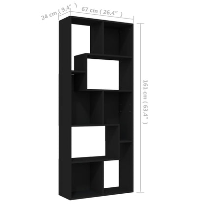 Boekenkast 67x24x161 cm bewerkt hout zwart
