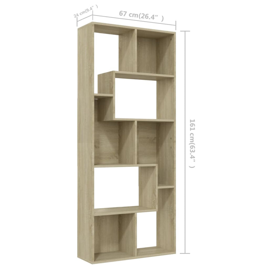 Boekenkast 67X24X6 Cm Spaanplaat Kleurig Sonoma eiken