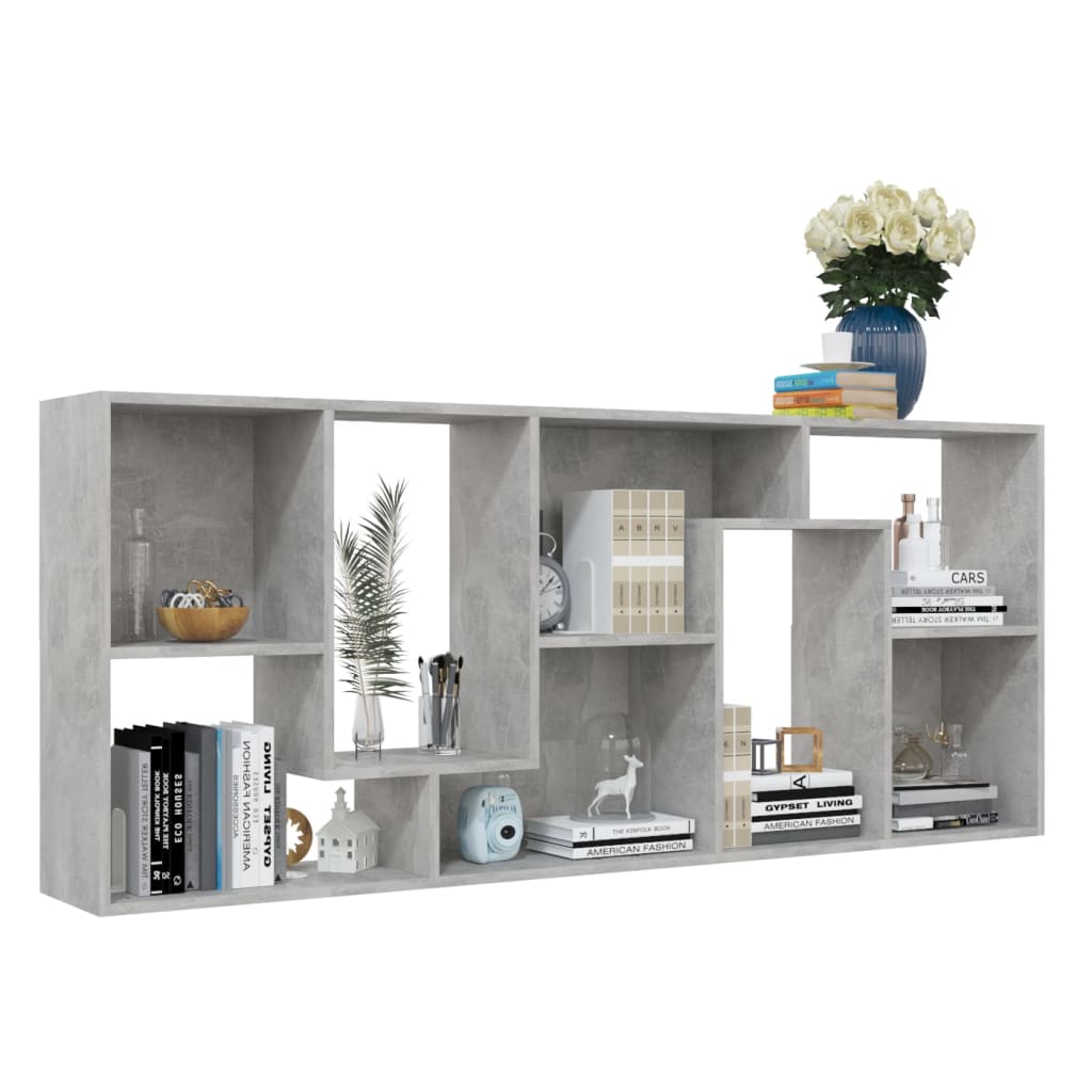 Boekenkast 67X24X6 Cm Spaanplaat Betongrijs