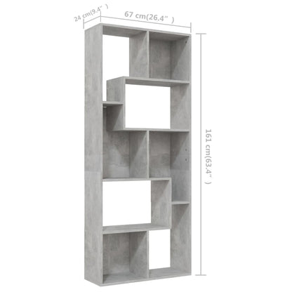 Boekenkast 67X24X6 Cm Spaanplaat Betongrijs