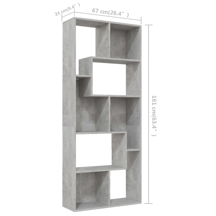 Boekenkast 67X24X6 Cm Spaanplaat Betongrijs
