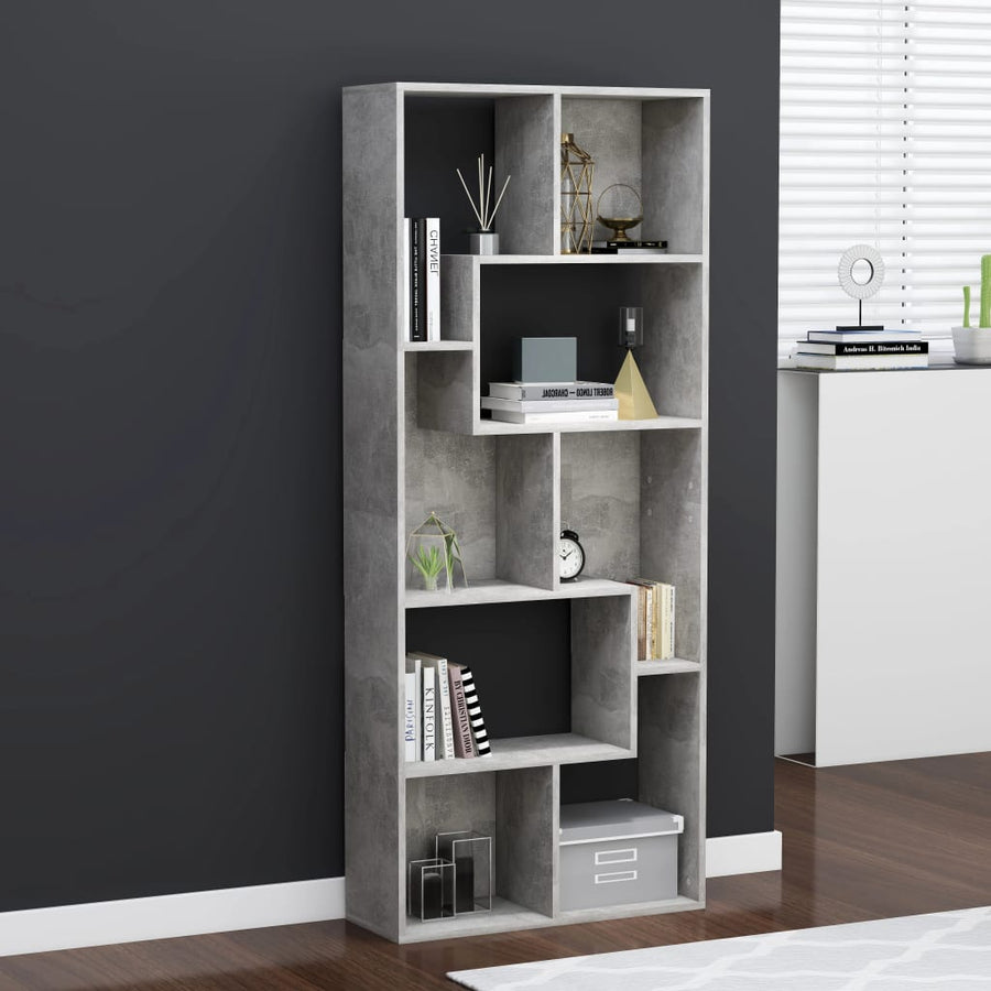 Boekenkast 67X24X6 Cm Spaanplaat Betongrijs