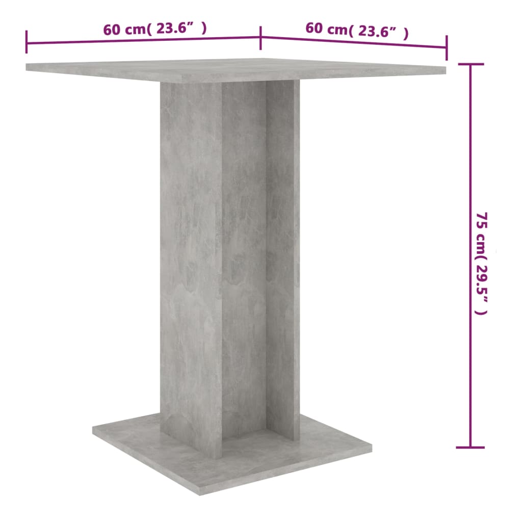 Bistrotafel 60X60X75 Cm Spaanplaat Betongrijs