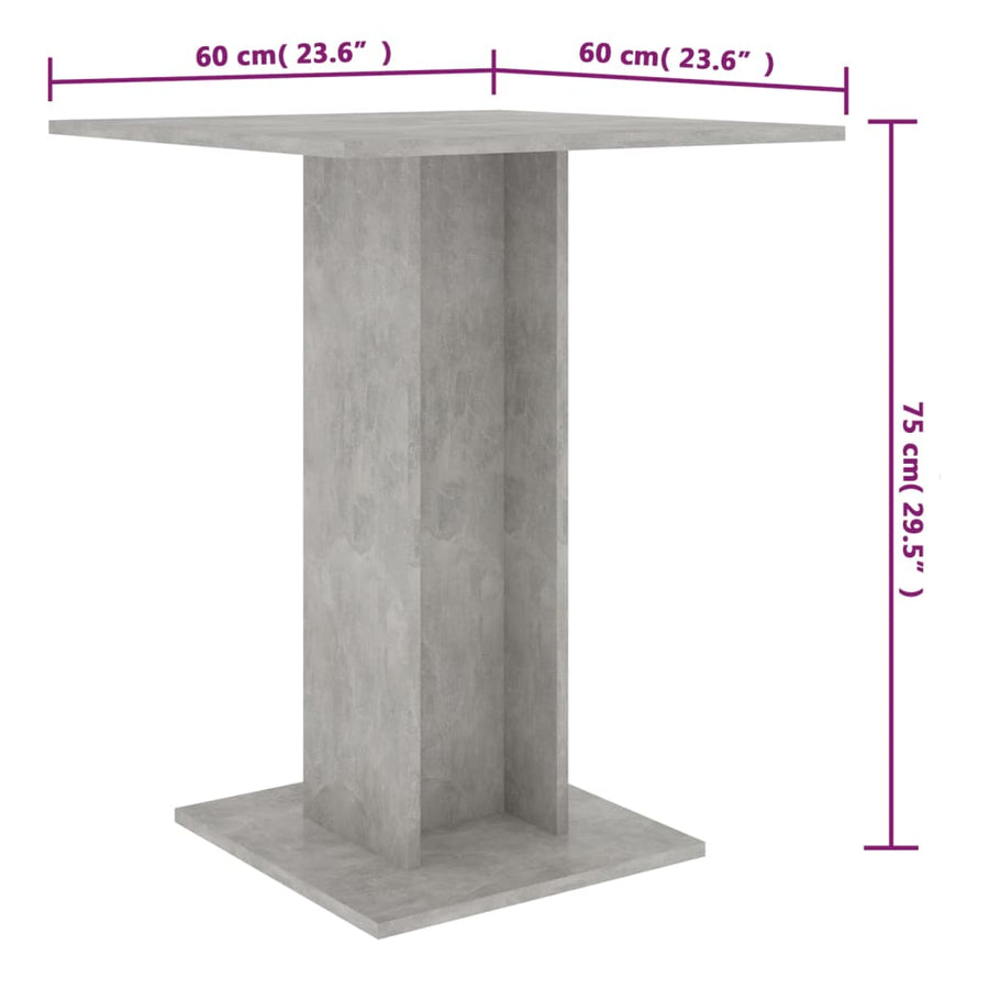 Bistrotafel 60X60X75 Cm Spaanplaat Betongrijs