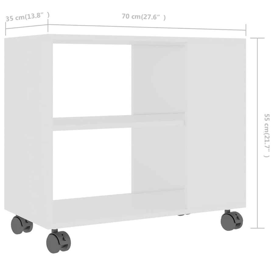 Bijzettafel 70X35X55 Cm Bewerkt Hout Wit
