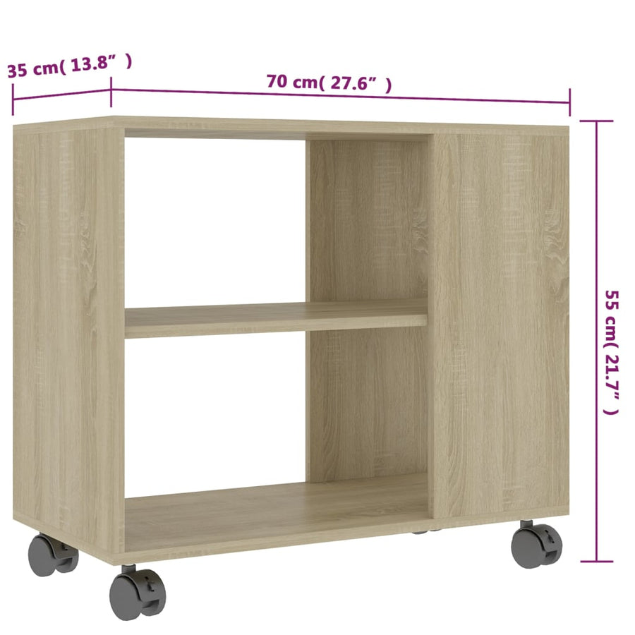 Bijzettafel 70X35X55 Cm Bewerkt Hout Kleurig Sonoma eiken