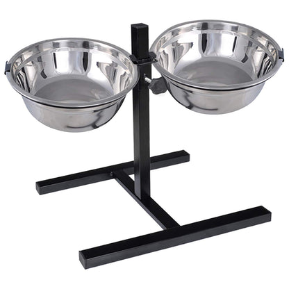 Voerstand en kom met hondenvoer Zilver en Zwart 57,5 x 26 cm
