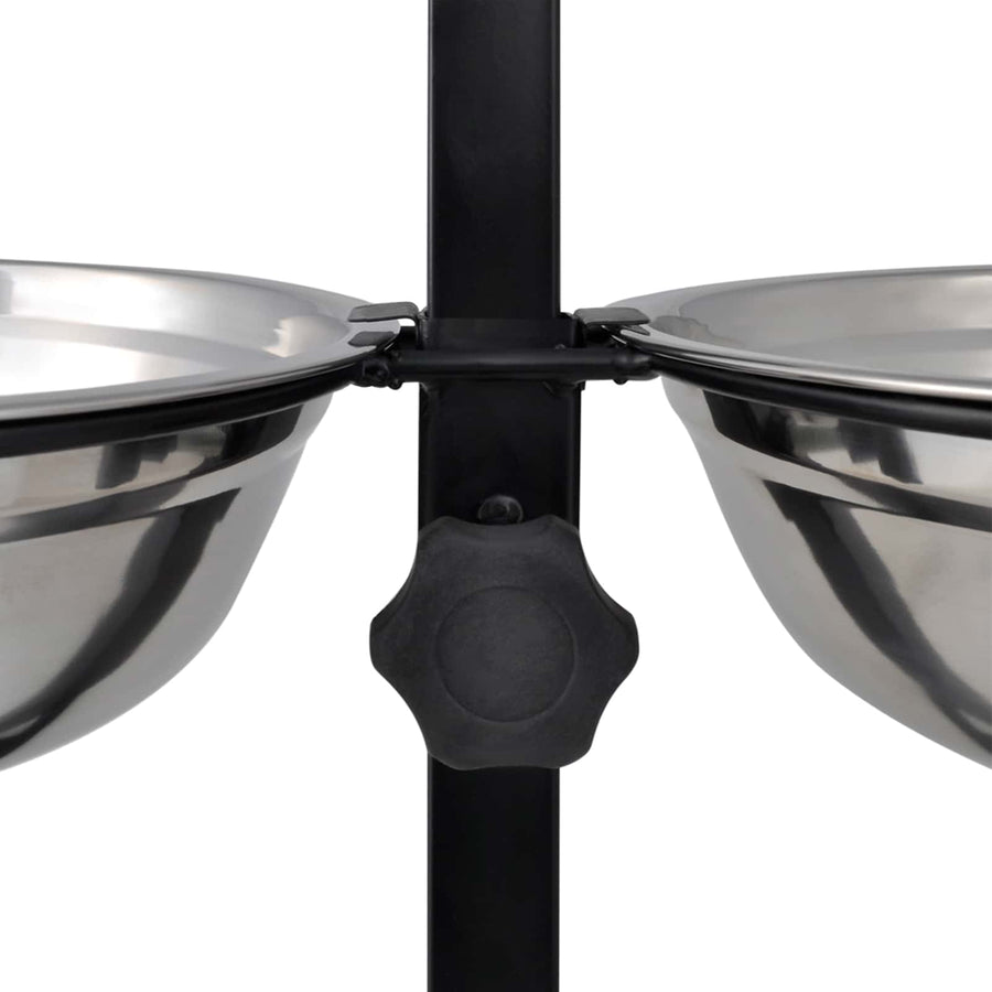Voerstand en kom met hondenvoer Zilver en Zwart 57,5 x 26 cm