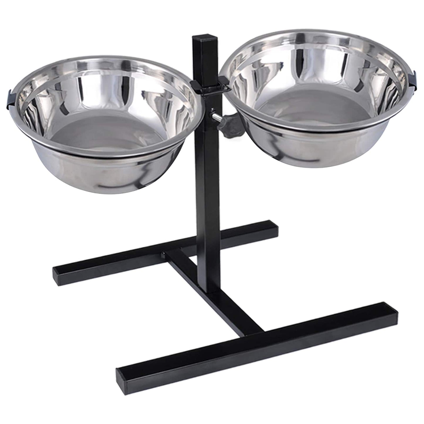 Voerstand en kom met hondenvoer Zilver en Zwart 50 x 29 cm