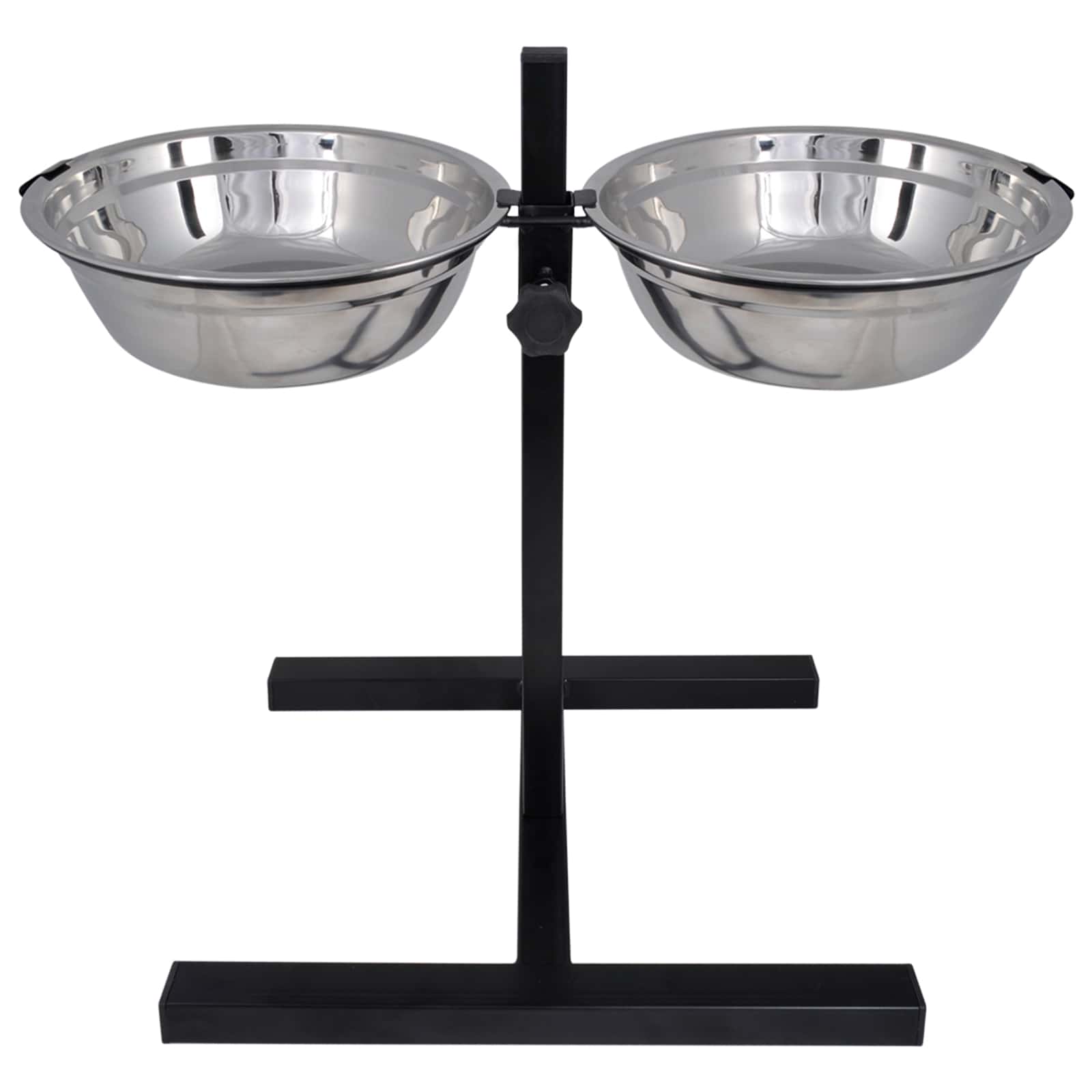 Voerstand en kom met hondenvoer Zilver en Zwart 50 x 29 cm