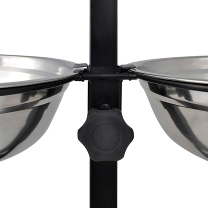 Voerstand en kom met hondenvoer Zilver en Zwart 57,5 x 26 cm