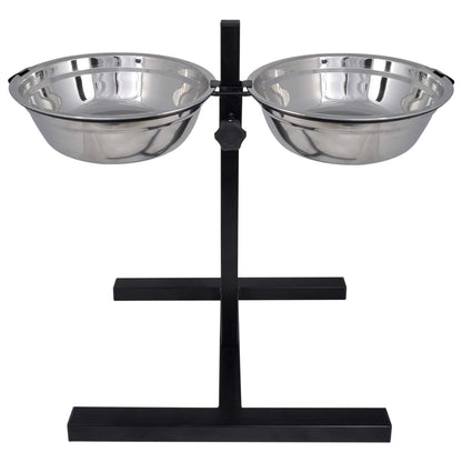 Voerstand en kom met hondenvoer Zilver en Zwart 57,5 x 26 cm